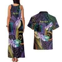 Personalized Polynesian Memorial Couples Matching Tank Maxi Dress and Hawaiian Shirt Dragonflies Appear When Angels Are Near LT14 - Polynesian Pride