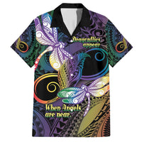 Personalized Polynesian Memorial Family Matching Off Shoulder Maxi Dress and Hawaiian Shirt Dragonflies Appear When Angels Are Near LT14 Dad's Shirt - Short Sleeve Colorful - Polynesian Pride