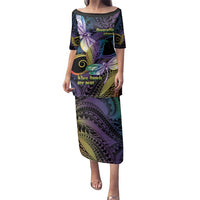 Personalized Polynesian Memorial Family Matching Puletasi and Hawaiian Shirt Dragonflies Appear When Angels Are Near LT14 Mom's Dress Colorful - Polynesian Pride