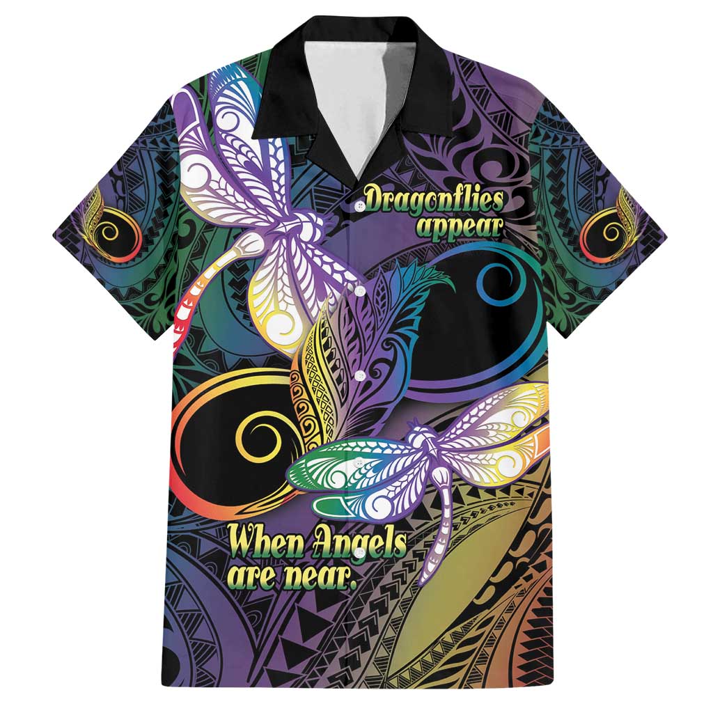 Personalized Polynesian Memorial Family Matching Tank Maxi Dress and Hawaiian Shirt Dragonflies Appear When Angels Are Near LT14 Dad's Shirt - Short Sleeve Colorful - Polynesian Pride
