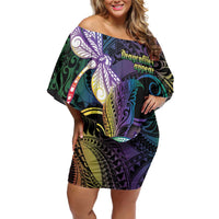Personalized Polynesian Memorial Off Shoulder Short Dress Dragonflies Appear When Angels Are Near LT14 Women Colorful - Polynesian Pride