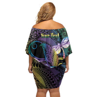 Personalized Polynesian Memorial Off Shoulder Short Dress Dragonflies Appear When Angels Are Near LT14 - Polynesian Pride