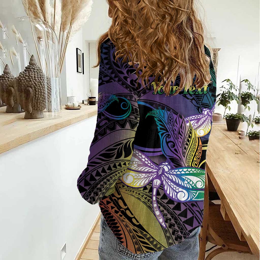 Personalized Polynesian Memorial Women Casual Shirt Dragonflies Appear When Angels Are Near LT14 - Polynesian Pride