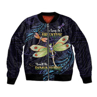 As Long As I Breathe You'll Be Remembered Bomber Jacket Dragonflies Memorial - Polynesian Pattern LT14 Unisex Black - Polynesian Pride