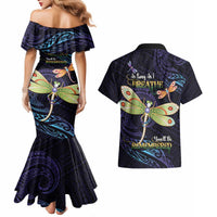 As Long As I Breathe You'll Be Remembered Couples Matching Mermaid Dress and Hawaiian Shirt Dragonflies Memorial - Polynesian Pattern LT14 - Polynesian Pride