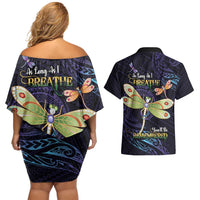 As Long As I Breathe You'll Be Remembered Couples Matching Off Shoulder Short Dress and Hawaiian Shirt Dragonflies Memorial - Polynesian Pattern LT14 - Polynesian Pride