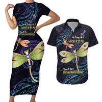 As Long As I Breathe You'll Be Remembered Couples Matching Short Sleeve Bodycon Dress and Hawaiian Shirt Dragonflies Memorial - Polynesian Pattern LT14 Black - Polynesian Pride