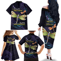 As Long As I Breathe You'll Be Remembered Family Matching Off The Shoulder Long Sleeve Dress and Hawaiian Shirt Dragonflies Memorial - Polynesian Pattern LT14 - Polynesian Pride