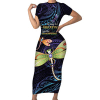 As Long As I Breathe You'll Be Remembered Family Matching Short Sleeve Bodycon Dress and Hawaiian Shirt Dragonflies Memorial - Polynesian Pattern LT14 Mom's Dress Black - Polynesian Pride