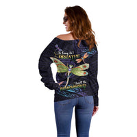 As Long As I Breathe You'll Be Remembered Off Shoulder Sweater Dragonflies Memorial - Polynesian Pattern LT14 - Polynesian Pride