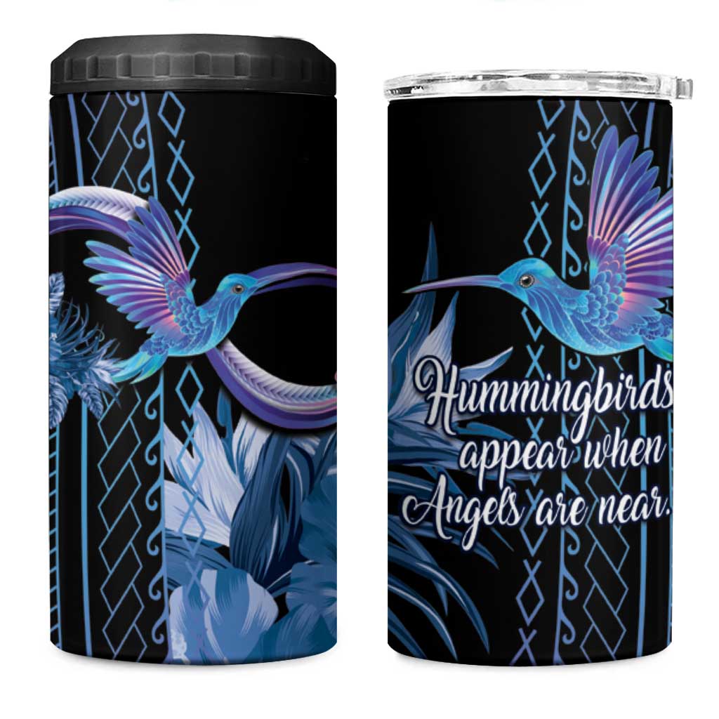 Polynesian Memorial 4 in 1 Can Cooler Tumbler Hummingbirds Appear When Angels Are Near LT14 One Size: 16 oz Black - Polynesian Pride