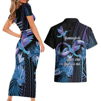 Polynesian Memorial Couples Matching Short Sleeve Bodycon Dress and Hawaiian Shirt Hummingbirds Appear When Angels Are Near LT14 - Polynesian Pride