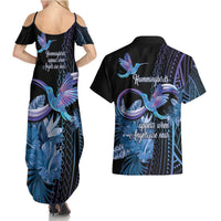 Polynesian Memorial Couples Matching Summer Maxi Dress and Hawaiian Shirt Hummingbirds Appear When Angels Are Near LT14 - Polynesian Pride