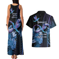 Polynesian Memorial Couples Matching Tank Maxi Dress and Hawaiian Shirt Hummingbirds Appear When Angels Are Near LT14 - Polynesian Pride