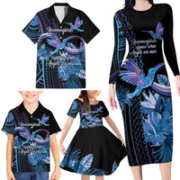 Polynesian Memorial Family Matching Long Sleeve Bodycon Dress and Hawaiian Shirt Hummingbirds Appear When Angels Are Near LT14 - Polynesian Pride