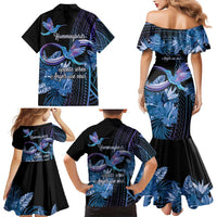 Polynesian Memorial Family Matching Mermaid Dress and Hawaiian Shirt Hummingbirds Appear When Angels Are Near LT14 - Polynesian Pride