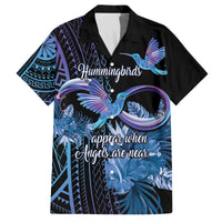 Polynesian Memorial Family Matching Off The Shoulder Long Sleeve Dress and Hawaiian Shirt Hummingbirds Appear When Angels Are Near LT14 Dad's Shirt - Short Sleeve Black - Polynesian Pride