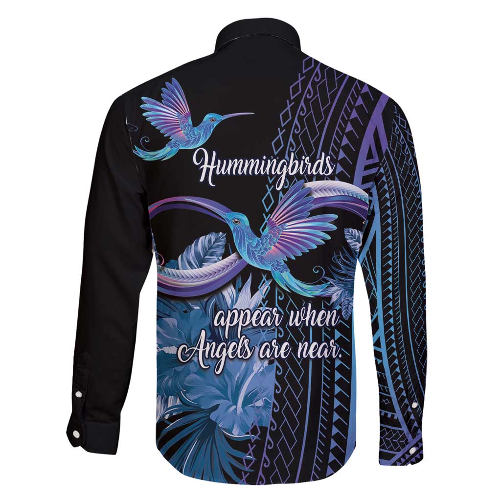 Polynesian Memorial Family Matching Off Shoulder Maxi Dress and Hawaiian Shirt Hummingbirds Appear When Angels Are Near LT14 - Polynesian Pride