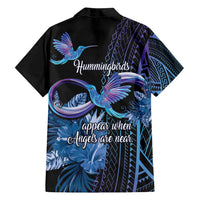 Polynesian Memorial Family Matching Off Shoulder Short Dress and Hawaiian Shirt Hummingbirds Appear When Angels Are Near LT14 - Polynesian Pride