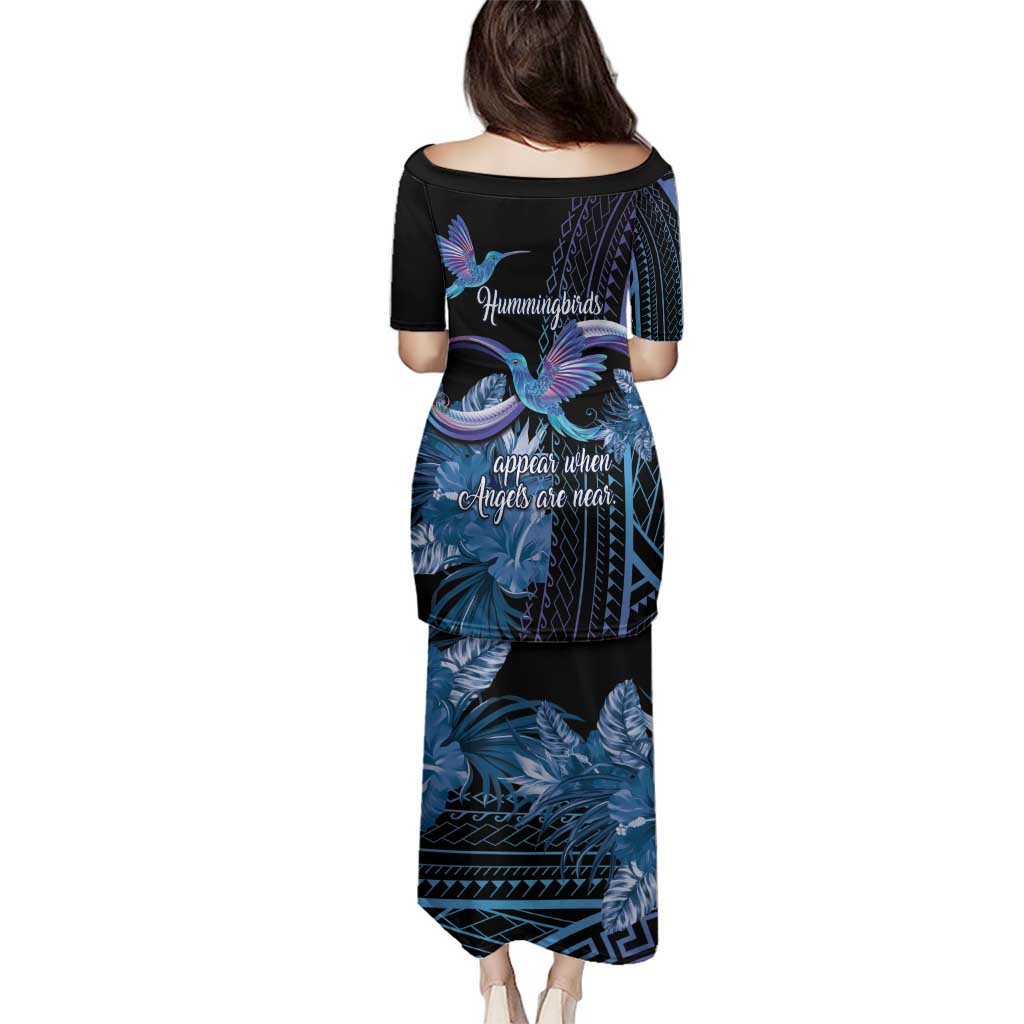 Polynesian Memorial Family Matching Puletasi and Hawaiian Shirt Hummingbirds Appear When Angels Are Near LT14 - Polynesian Pride