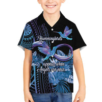 Polynesian Memorial Family Matching Summer Maxi Dress and Hawaiian Shirt Hummingbirds Appear When Angels Are Near LT14 Son's Shirt Black - Polynesian Pride
