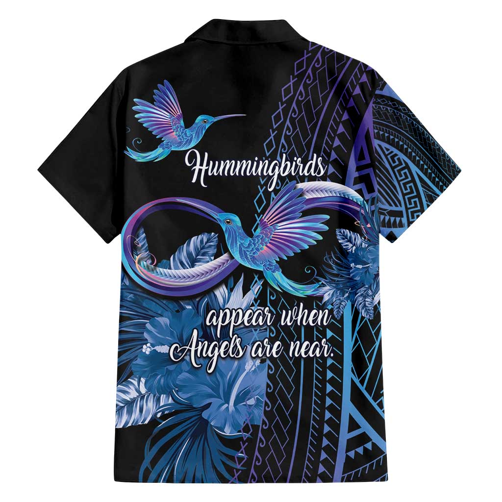 Polynesian Memorial Family Matching Tank Maxi Dress and Hawaiian Shirt Hummingbirds Appear When Angels Are Near LT14 - Polynesian Pride