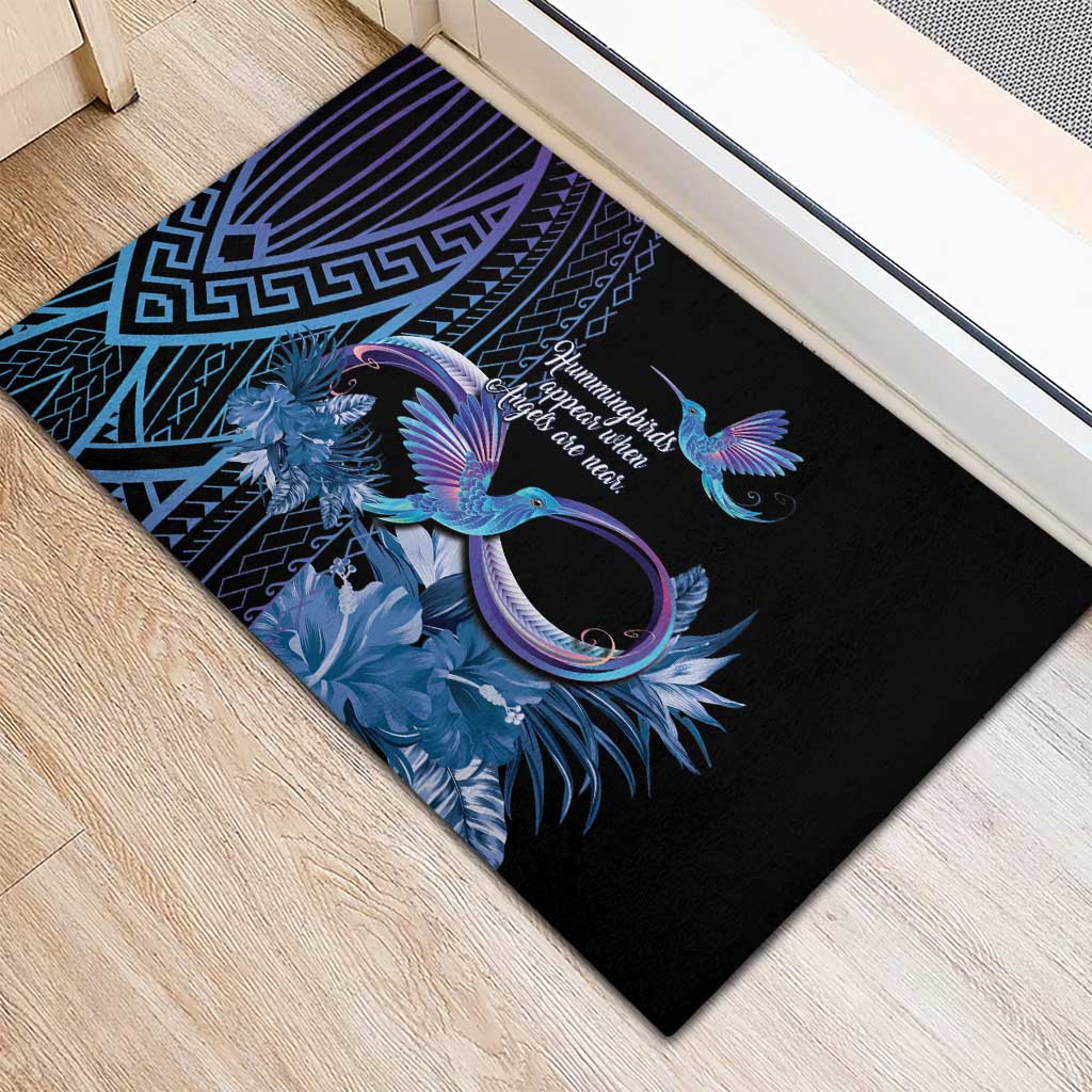 Polynesian Memorial Rubber Doormat Hummingbirds Appear When Angels Are Near LT14