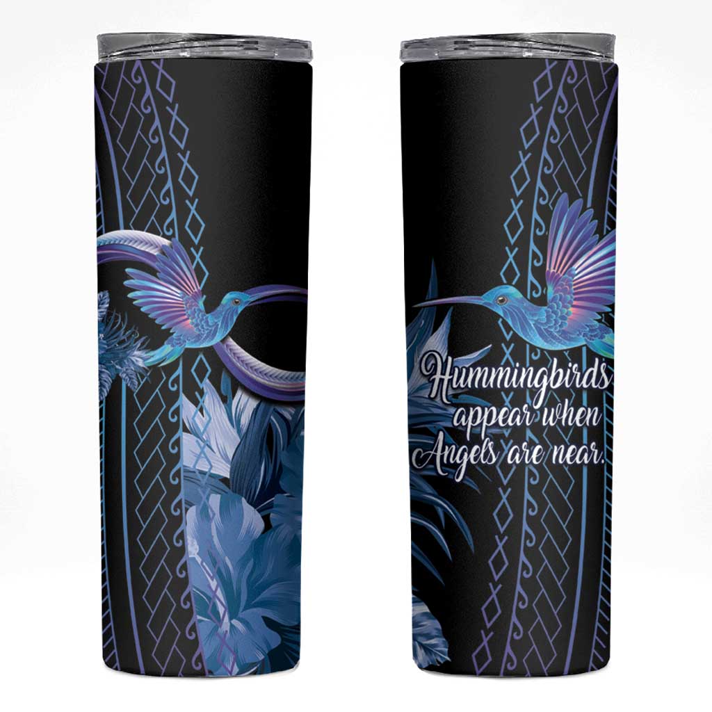 Polynesian Memorial Skinny Tumbler Hummingbirds Appear When Angels Are Near LT14 Black - Polynesian Pride