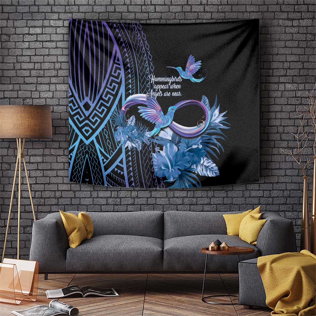 Polynesian Memorial Tapestry Hummingbirds Appear When Angels Are Near LT14 Black - Polynesian Pride