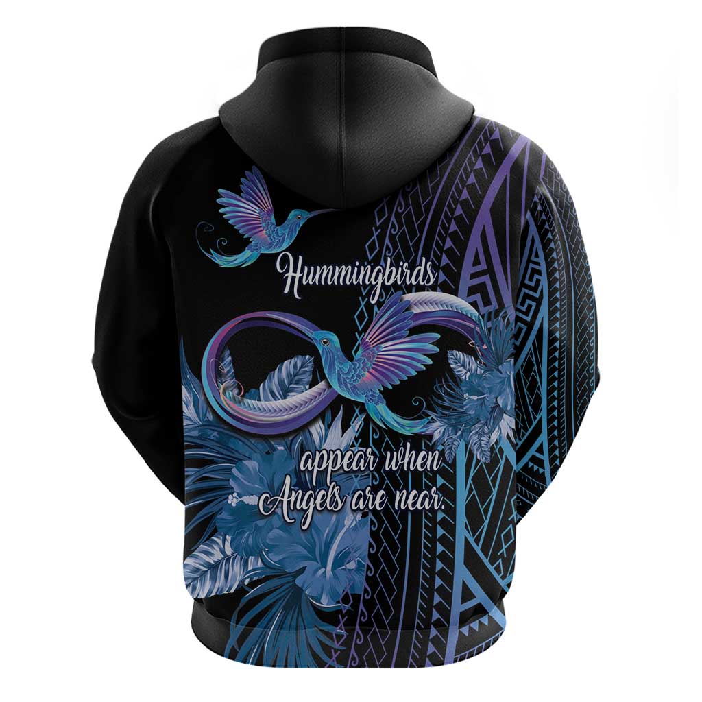 Polynesian Memorial Zip Hoodie Hummingbirds Appear When Angels Are Near LT14 - Polynesian Pride