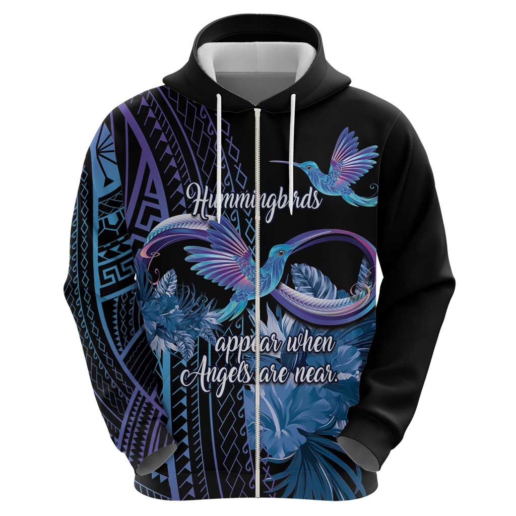 Polynesian Memorial Zip Hoodie Hummingbirds Appear When Angels Are Near LT14 - Polynesian Pride
