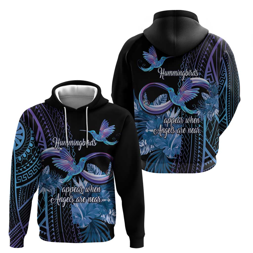 Polynesian Memorial Zip Hoodie Hummingbirds Appear When Angels Are Near LT14 - Polynesian Pride