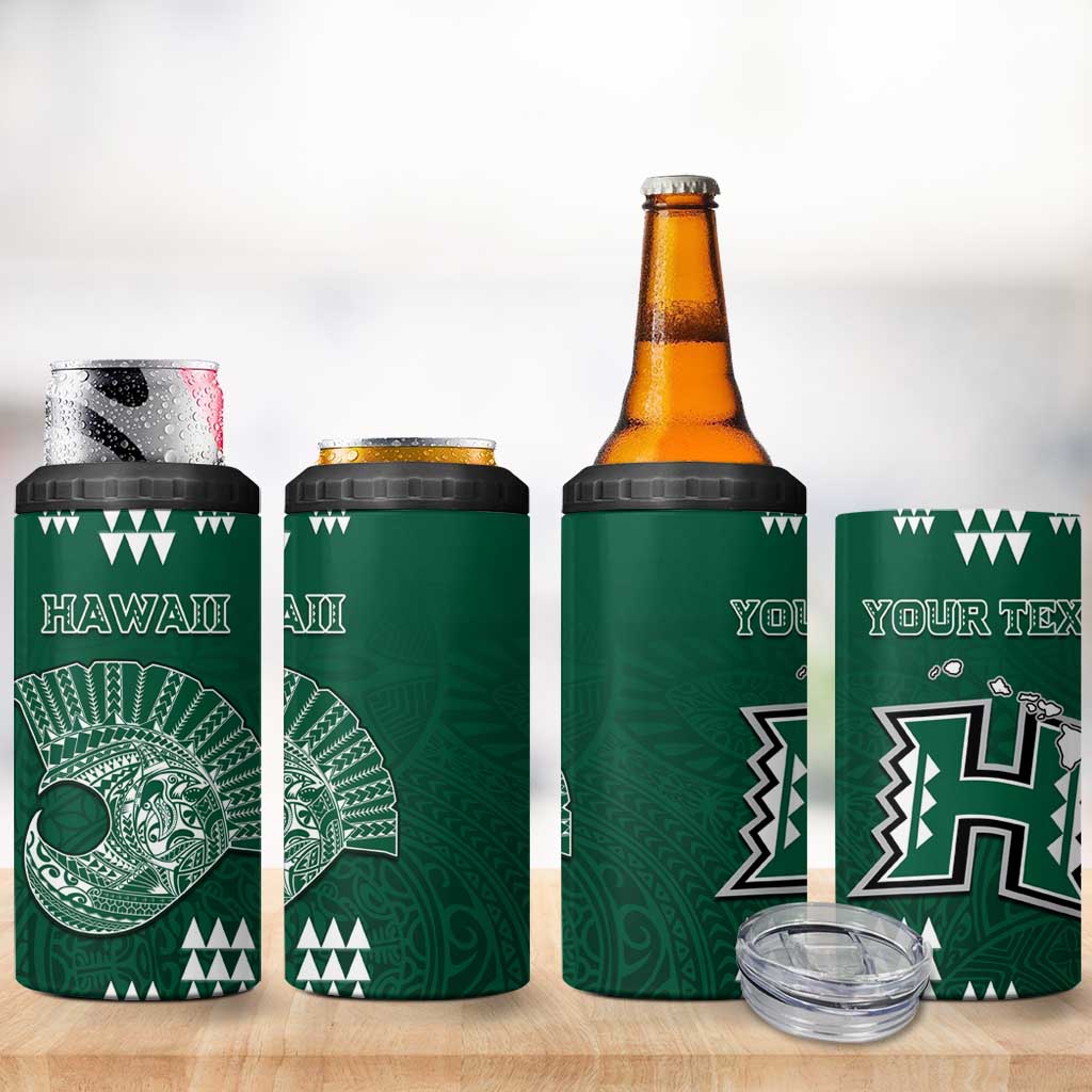 Hawaii Football 4 in 1 Can Cooler Tumbler Kakau Rainbow Warriors Helmet LT14 - Polynesian Pride