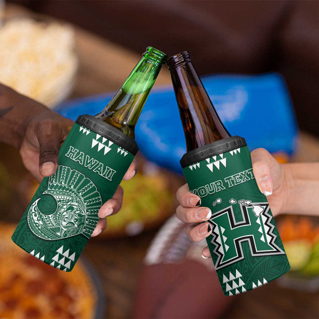Hawaii Football 4 in 1 Can Cooler Tumbler Kakau Rainbow Warriors Helmet LT14 - Polynesian Pride
