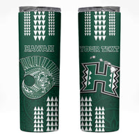 Hawaii Football Skinny Tumbler Kakau Rainbow Warriors Helmet LT14 Green - Polynesian Pride
