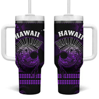 Hawaii Tumbler With Handle Kakau Warrior Helmet Gradient Purple Polynesian LT14 One Size: 40 oz Purple - Polynesian Pride