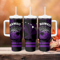 Hawaii Tumbler With Handle Kakau Warrior Helmet Gradient Purple Polynesian LT14 - Polynesian Pride