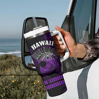 Hawaii Tumbler With Handle Kakau Warrior Helmet Gradient Purple Polynesian LT14 - Polynesian Pride