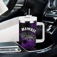 Hawaii Tumbler With Handle Kakau Warrior Helmet Gradient Purple Polynesian LT14 - Polynesian Pride