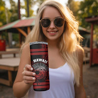 Hawaii Skinny Tumbler Kakau Warrior Helmet Gradient Red Polynesian