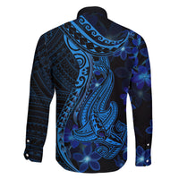 Blue Polynesia Shark Tattoo Family Matching Summer Maxi Dress and Hawaiian Shirt With Polynesian Plumeria LT14 - Polynesian Pride