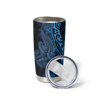 Blue Polynesia Shark Tattoo Tumbler Cup With Polynesian Plumeria LT14 - Polynesian Pride
