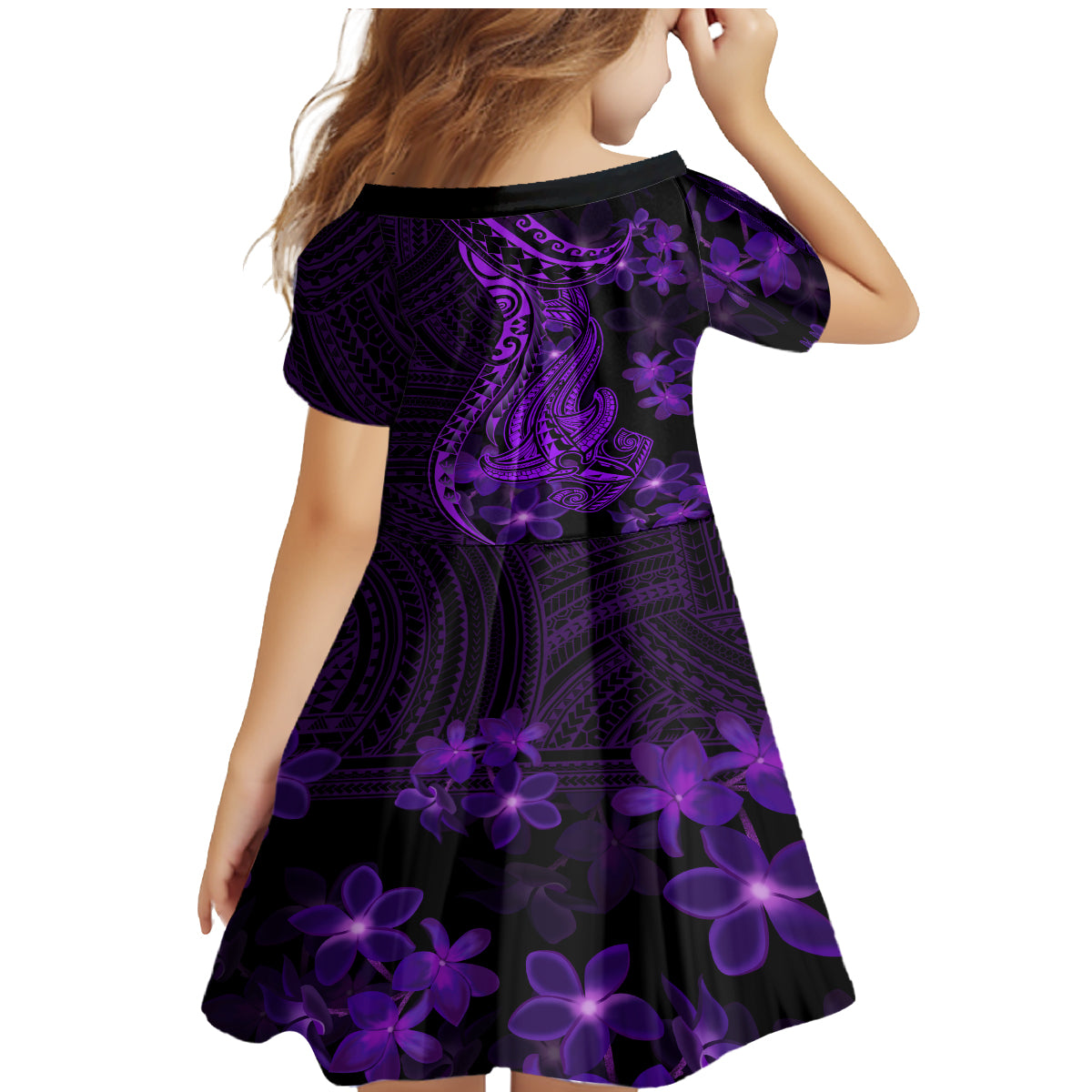 Purple Polynesia Shark Tattoo Family Matching Mermaid Dress and Hawaiian Shirt With Polynesian Plumeria LT14 - Polynesian Pride