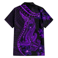 Purple Polynesia Shark Tattoo Family Matching Short Sleeve Bodycon Dress and Hawaiian Shirt With Polynesian Plumeria LT14 - Polynesian Pride
