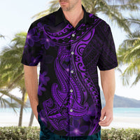 Purple Polynesia Shark Tattoo Hawaiian Shirt With Polynesian Plumeria LT14 - Polynesian Pride