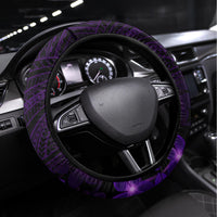 Purple Polynesia Shark Tattoo Steering Wheel Cover With Polynesian Plumeria