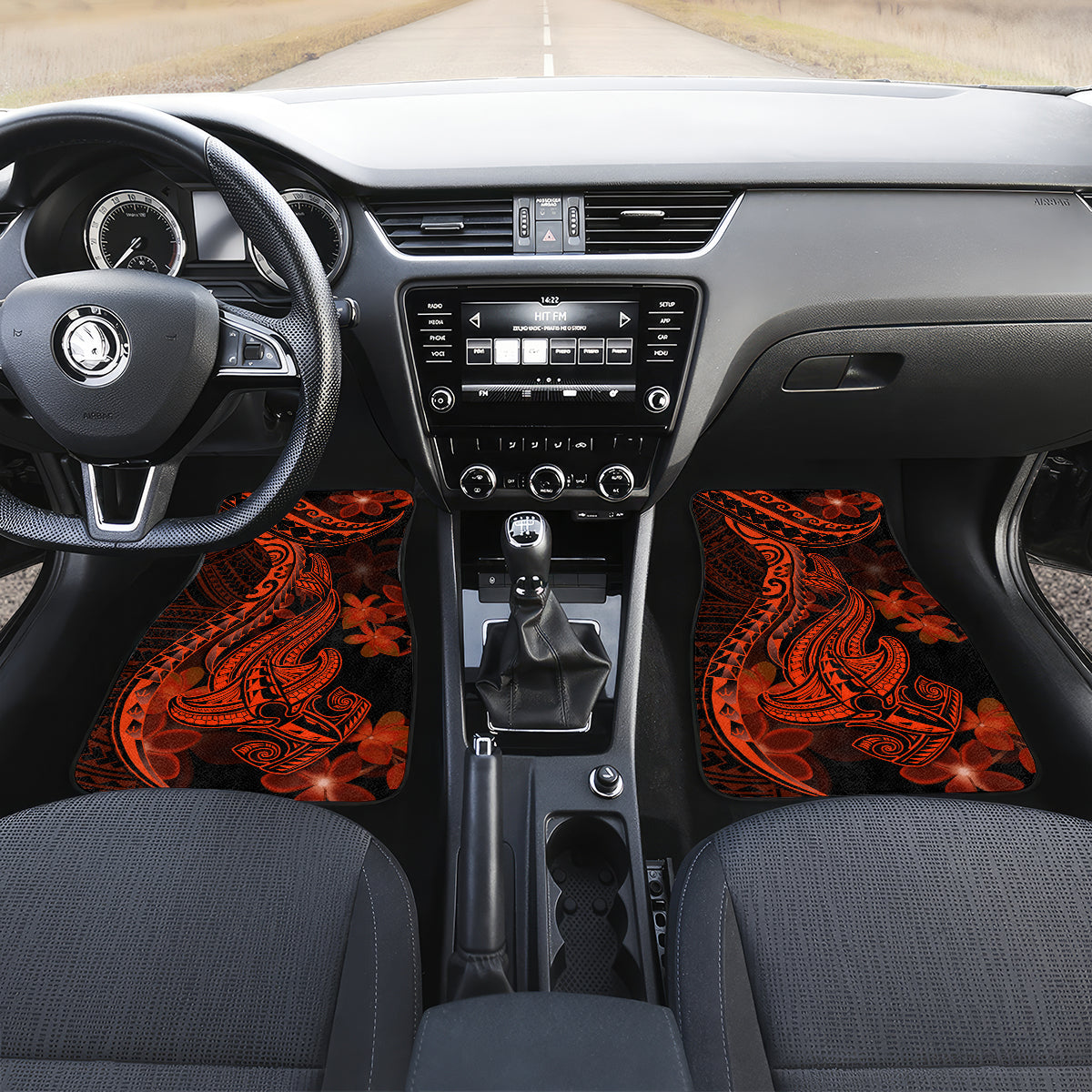 Red Polynesia Car Mats Shark Tattoo With Polynesian Plumeria LT14 - Polynesian Pride