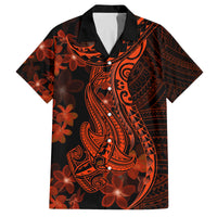 Red Polynesia Family Matching Tank Maxi Dress and Hawaiian Shirt Shark Tattoo With Polynesian Plumeria LT14 Dad's Shirt - Short Sleeve Red - Polynesian Pride