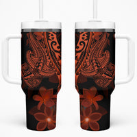 Red Polynesia Tumbler With Handle Shark Tattoo With Polynesian Plumeria