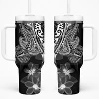 Black Polynesia Tumbler With Handle Shark Tattoo With Polynesian Plumeria LT14 One Size: 40 oz Black - Polynesian Pride